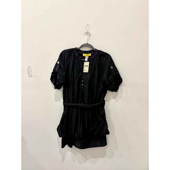 Catherine Malandrino 100% Cotton Puff Sleeve Silk Mini Dress Black Womens Size 6 - Picture 1 of 3